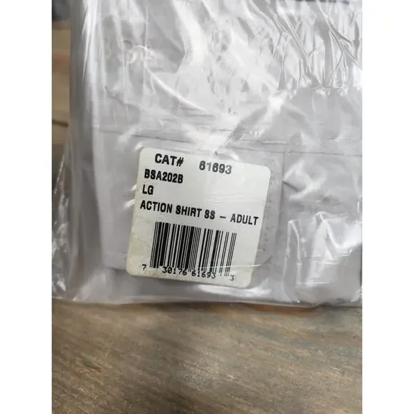 Vintage Boy Scouts of America BSA Men's Shirt Tan Large Action SS With Compass